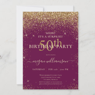 Invitation Elégante Parties scintillant d'or rose 50e fête d'
