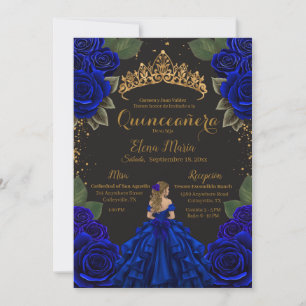 Invitation Elégante Parties scintillant d'or Rose Blue Black