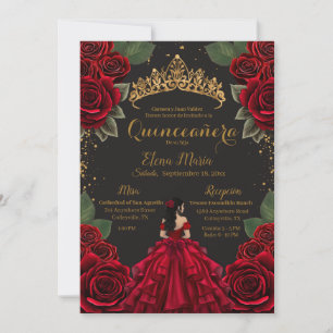 Invitation Elégante Parties scintillant d'or Rose de Quinceañ