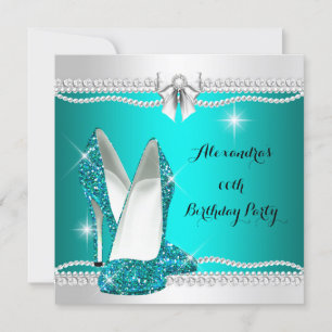 Invitation Élégante Parties scintillant Glamor Turquoise talo