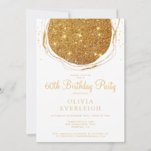 Invitation Elégante Parties scintillant Gold Circle 60e fête
