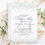 Invitation Elégante Parties scintillant gris argent blanc 21e<br><div class="desc">Elégante invitation de fête de 21e anniversaire pour les femmes en blanc avec parties scintillant argent et une belle police de calligraphie.</div>