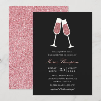 Invitation Elégante Parties scintillant moderne Fête des mari