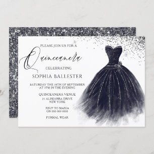 Invitation Elégante Parties scintillant noire Vintage Gown Qu