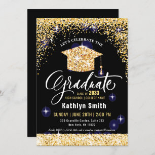 Invitation Élégante Parties scintillant Or Graduation Sparkly
