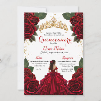 Invitation Elégante Parties scintillant Rose d'or Red Quincea