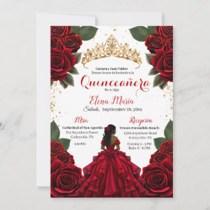 Invitation Elégante Parties scintillant Rose d'or Red Quincea