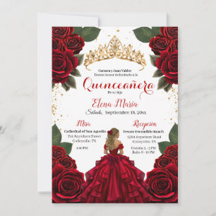 Invitation Elégante Parties scintillant Rose d'or Red Quincea
