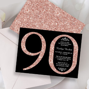 Invitation Élégante Parties scintillant Rose d'or Typographie