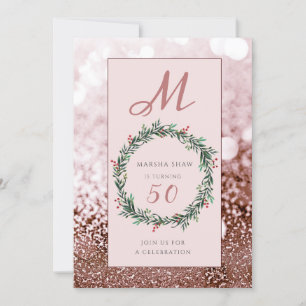 Invitation Elégante Parties scintillant Rose Gold 50e anniver