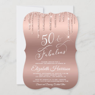 Invitation Elégante Parties scintillant Rose Gold 50e fête d'