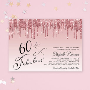 Invitation Elégante Parties scintillant Rose Gold Rose 60e fê
