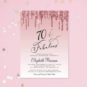 Invitation Elégante Parties scintillant Rose Gold Rose 70e fê