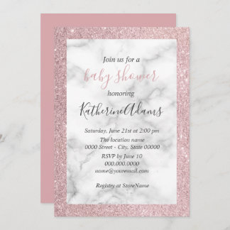 Invitation Elégante parties scintillant rose or baby shower e