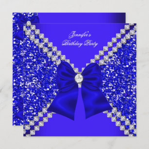 Invitation Elégante Parties scintillant Royal Blue Diamonds A
