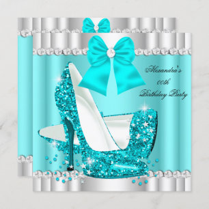 Invitation Elégante Parties scintillant Turquoise Blue Glamor