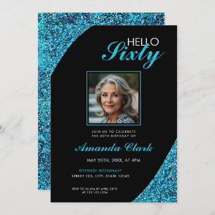 Invitation Elégante Parties scintillant Turquoise Photo 60e a