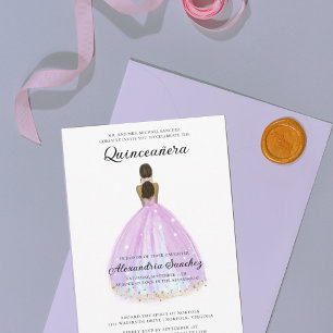 Invitation Elégante Parties scintillant violet et or Quincean