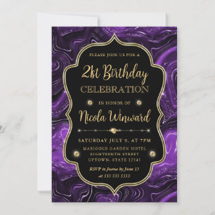 Invitation Elégante Parties scintillant violet Vintage cadre