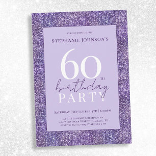 Invitation Elégante Parties scintillant violette 60ème annive