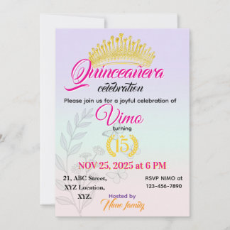 Invitation élégante pastel botanique pour Quinceañ