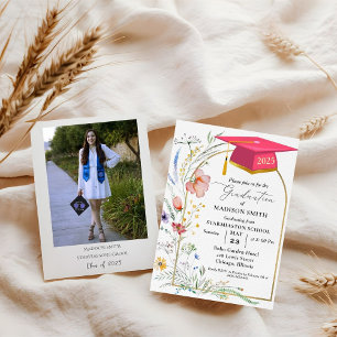 Invitation Elégante Pastel Fleur sauvage Garden Graduation Pa