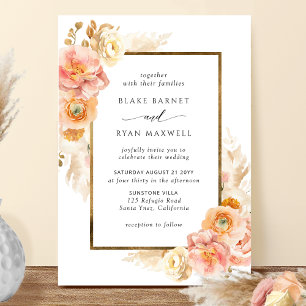 Invitation Elégante Pêche, Blush et Crème Mariage floral Invi
