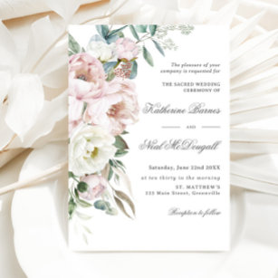 Invitation Élégante Peonies d'ivoire doux Mariage floral