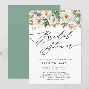 Invitation Elégante Peony Botanical Greenery Fête des mariées