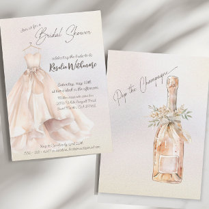 Invitation Elégante perle aquarelle blanc robe nuptiale
