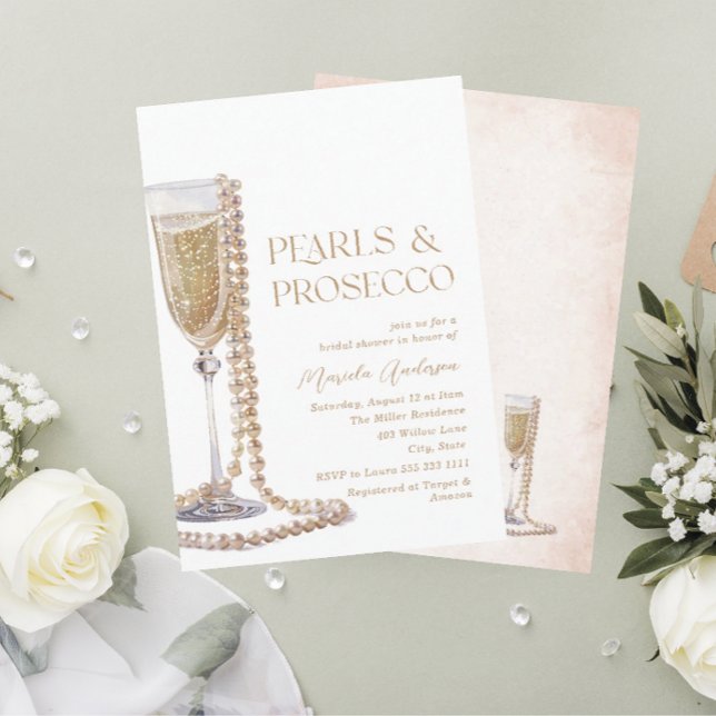 Invitation Elégante perle d'aquarelle et le parrain (Créateur téléchargé)