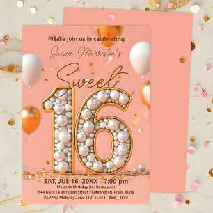 Invitation Elégante perle-décorée avec des accents dorés doux