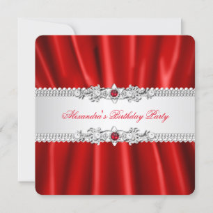 Invitation Élégante Perle Rouge Royale Diamant Party