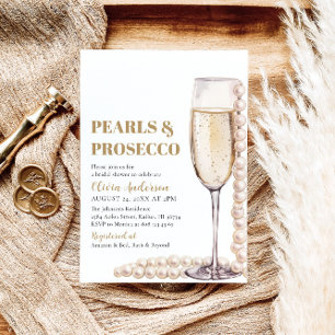 Invitation Elégante perles d'or et Fête des mariées de poursu