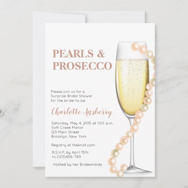 Invitation Elégante perles modernes et Fête des mariées Prose (Devant)