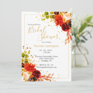 Invitation Élégante Personnaliser florale orange bordeaux