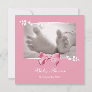 Invitation Élégante Petite Fille Baby shower Pieds Avec Bouch