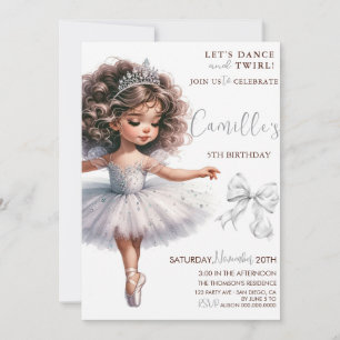Invitation Elégante Petite Fille Ballerina anniversaire Invit
