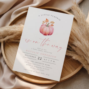 Invitation Élégante petite fille citrouille Shower de bébé d'