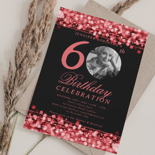 Invitation Élégante photo 60e anniversaire de fête Lumières r
