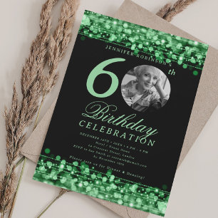 Invitation Élégante photo 60e anniversaire de fête Lumières v