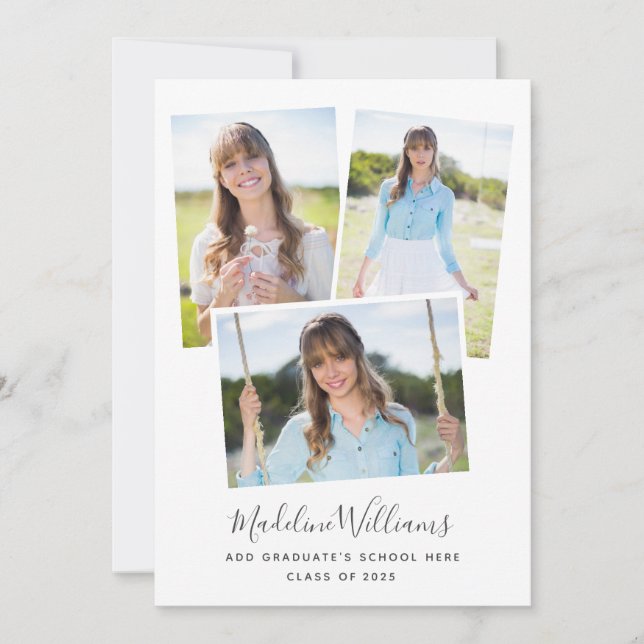 Invitation Élégante Photo Collage Graduation Party (Devant)