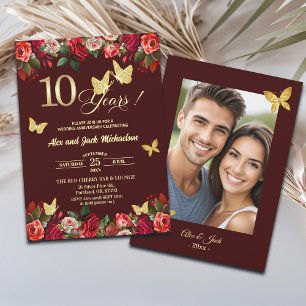 Invitation Élégante Photo d'anniversaire de mariage de 10 ans