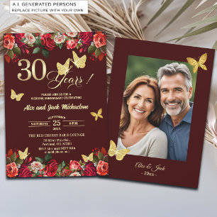 Invitation Élégante Photo d'anniversaire de mariage de 30 ans