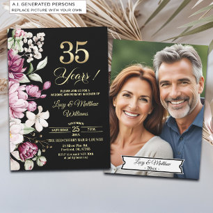 Invitation Élégante Photo d'anniversaire de mariage de 35 ans