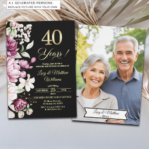 Invitation Élégante Photo d'anniversaire de mariage de 40 ans