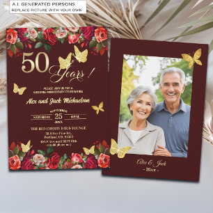 Invitation Élégante Photo d'anniversaire de mariage de 50 ans