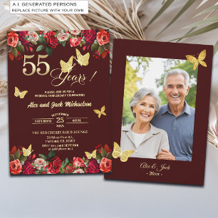 Invitation Élégante Photo d'anniversaire de mariage de 55 ans