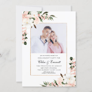 Invitation Élégante photo de la partie d'engagement florale r
