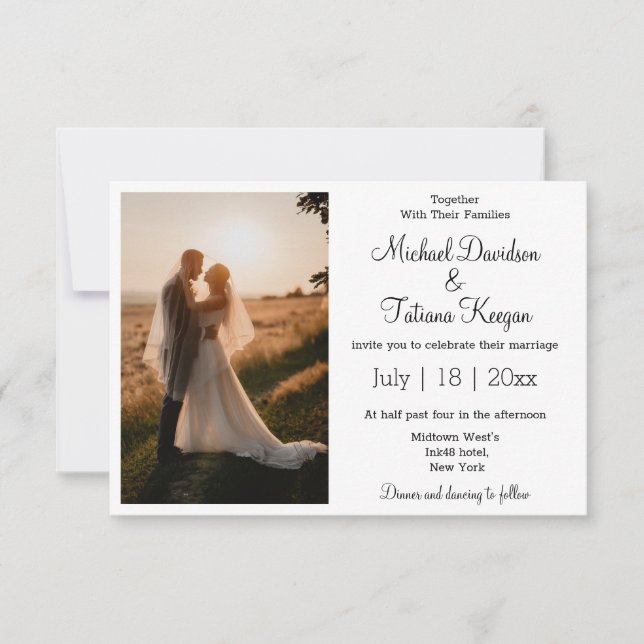 Invitation élégante photo de mariage à typographie moderne si (Devant)